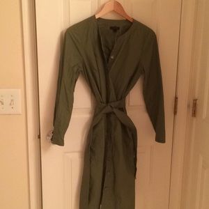 J. Crew dress, button down, dress in olive green